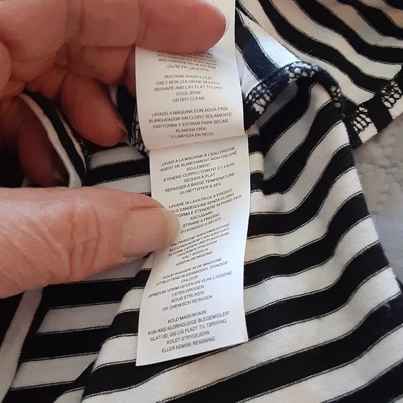 Michael Kors black and white striped asymmetric top - Picture 5 of 11